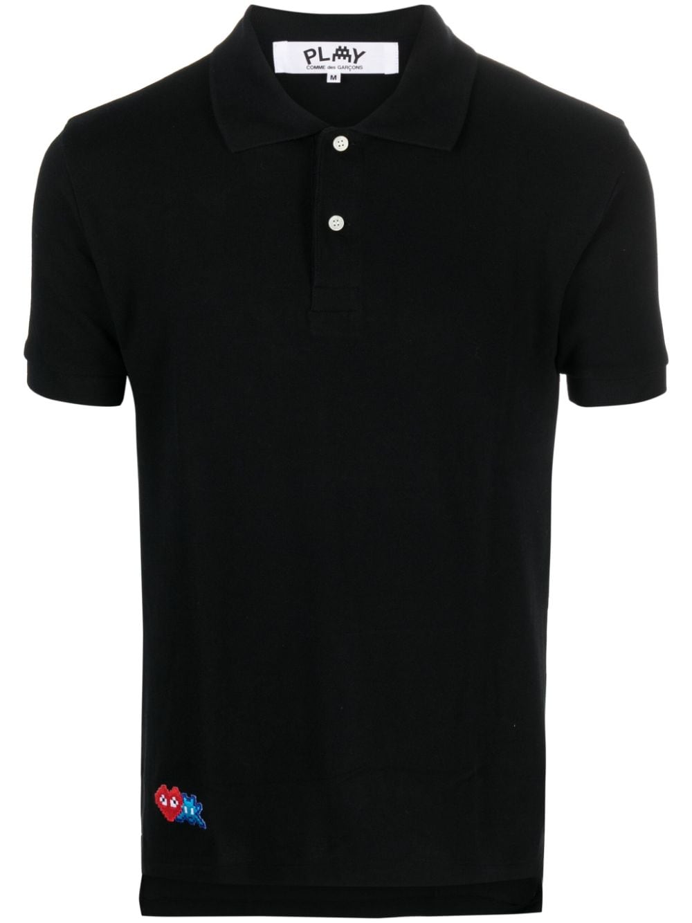 Shop Comme Des Garçons Play X Invader Logo-appliqué Polo Shirt In Black