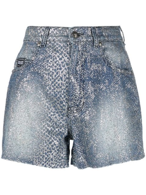 Versace Jeans Couture snakeskin-effect denim shorts