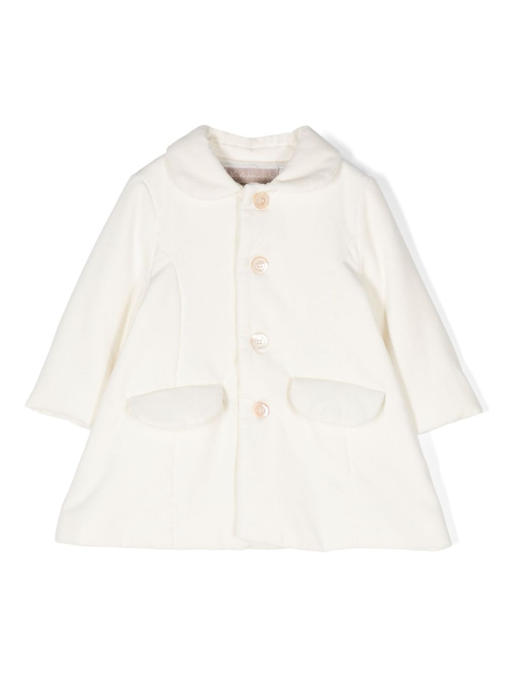 La Stupenderia Babies' Velvet Single-breasted Coat In White