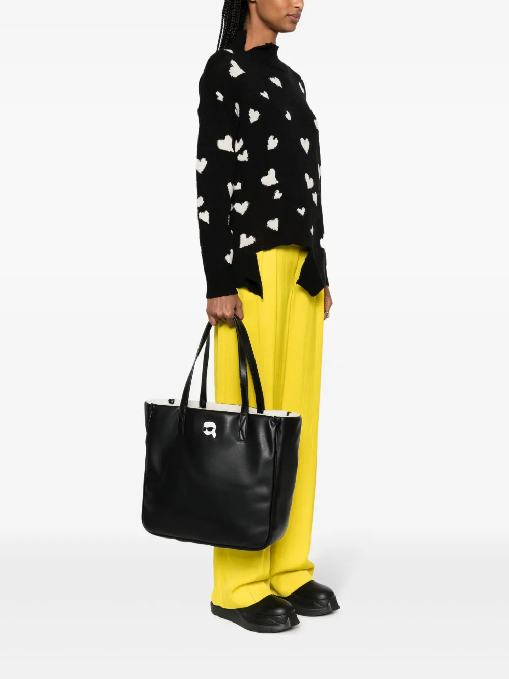 Karl Lagerfeld K/Ikonik reversible shearling tote bag - Zwart