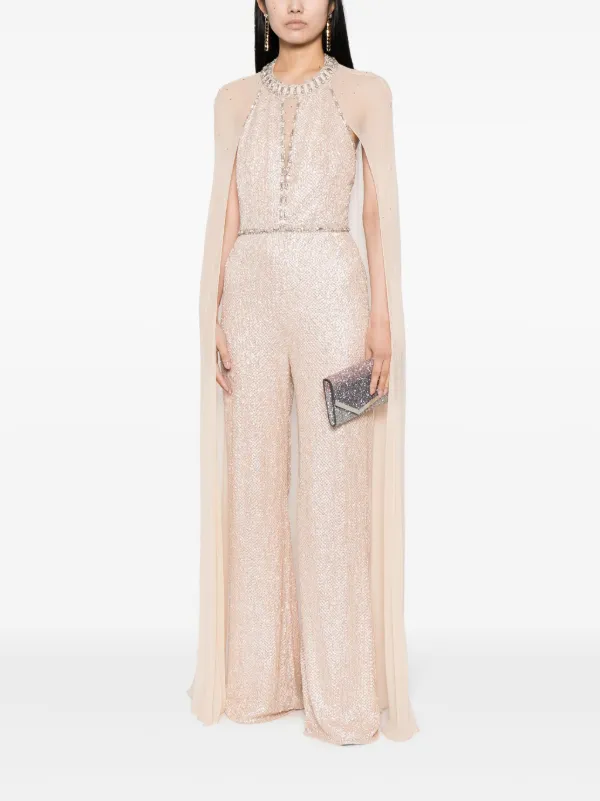 Jenny Packham Mariella cape design Jumpsuit Farfetch