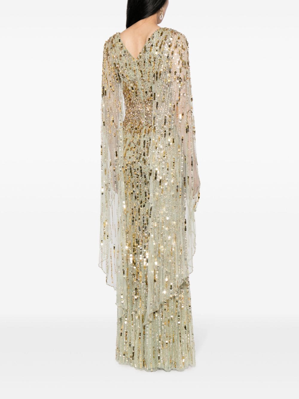 Shop Jenny Packham Honey Pie Sequin-embellished Gown In Gold