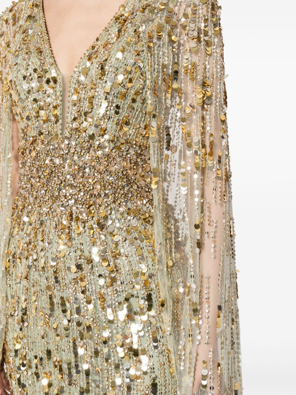 Shop Jenny Packham Honey Pie Sequin-embellished Gown In Gold