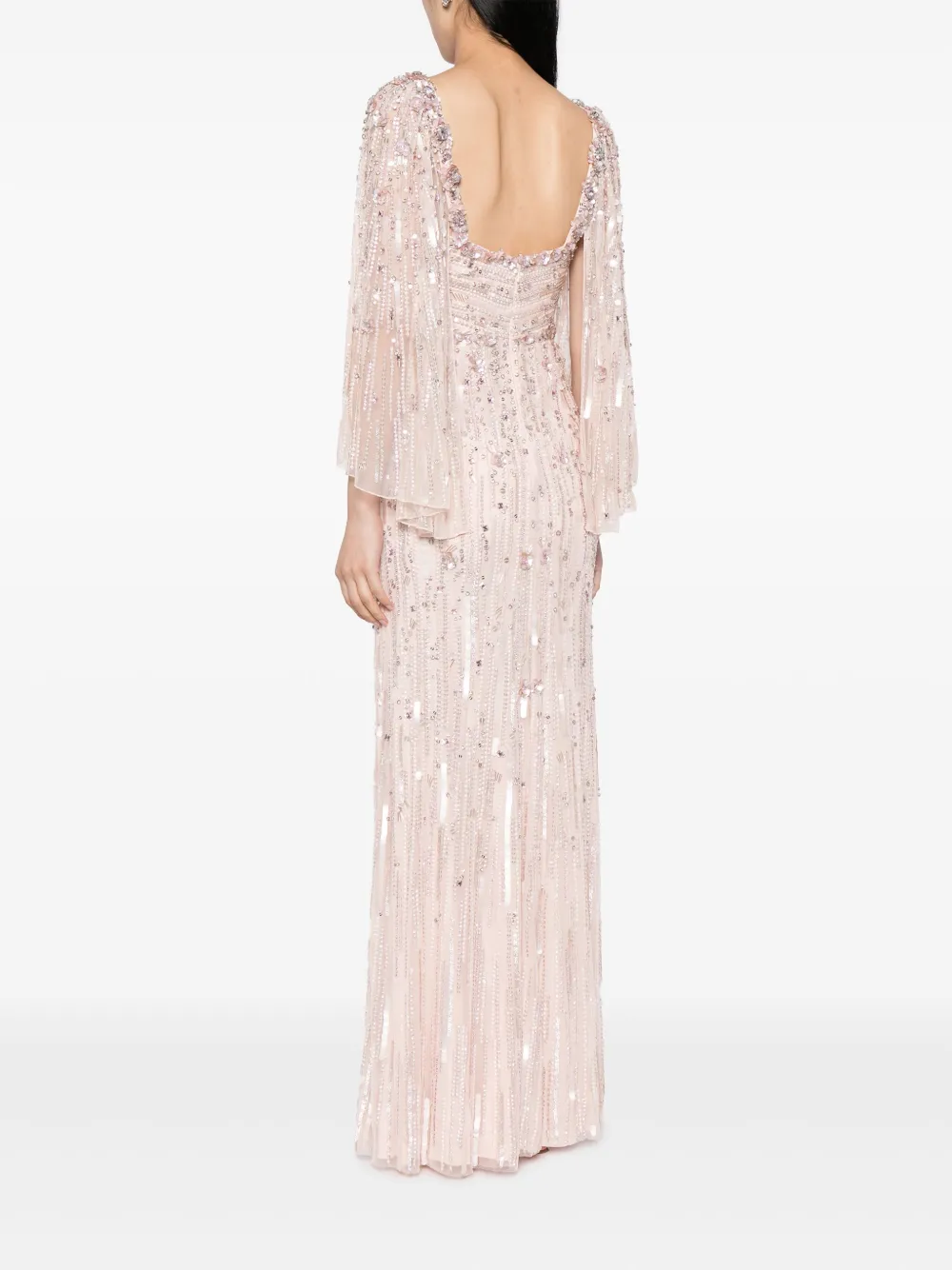 Shop Jenny Packham Brightstar Floral-appliqué Fitted Dress In Pink