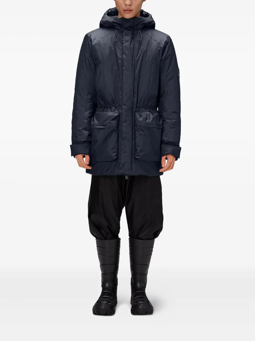 Rains hooded drawstring parka Blauw