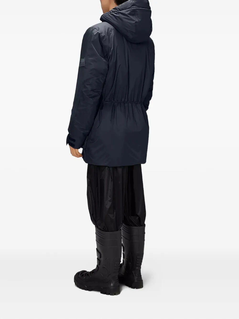 Rains hooded drawstring parka Blauw