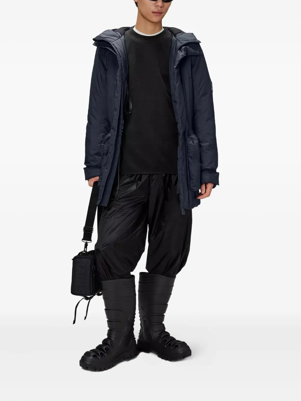 Rains hooded drawstring parka Blauw