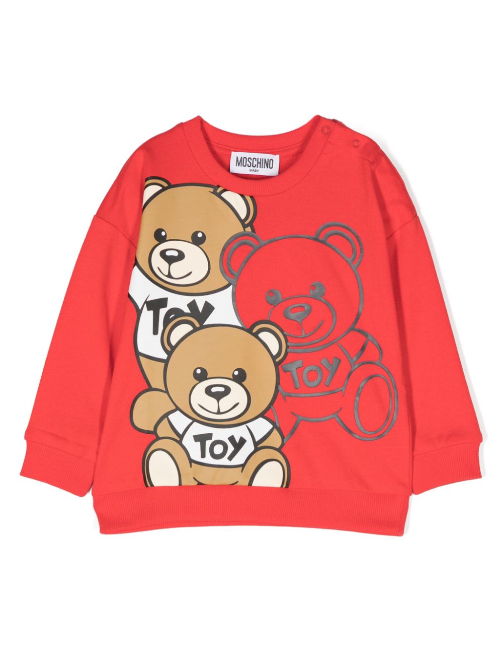 Moschino Kids Teddy Bear- print cotton sweatshirt Rood