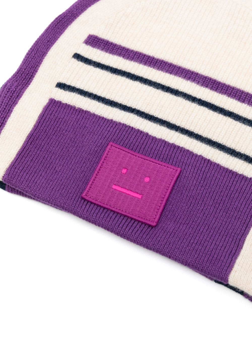 Shop Acne Studios Logo-appliqué Ribbed Beanie In Purple
