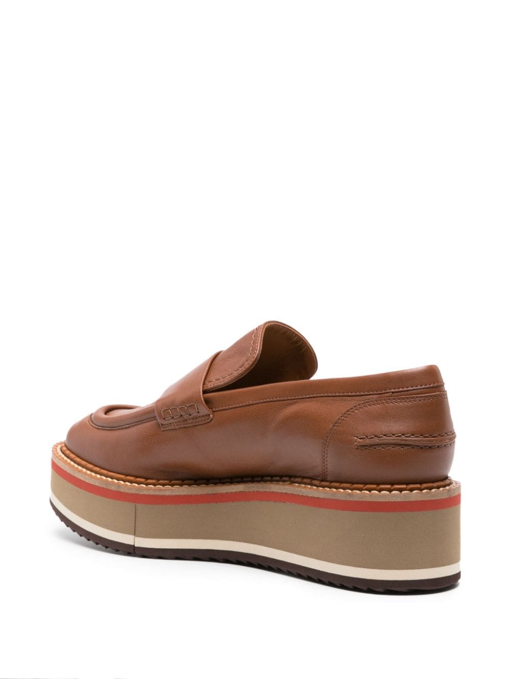 Shop Clergerie Bahati Wedge Leather Loafers In Brown