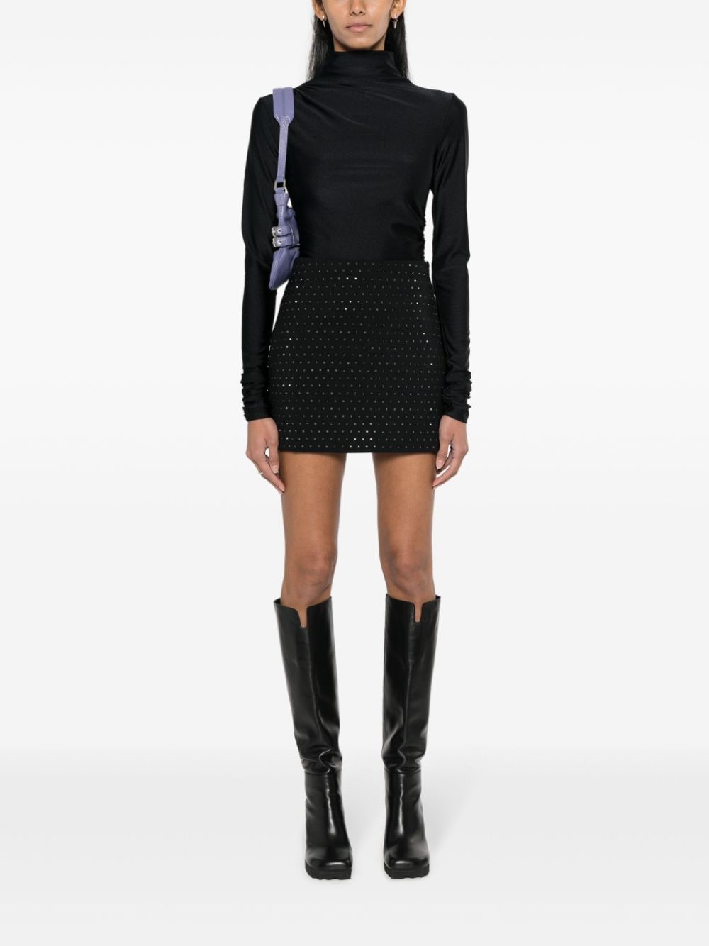 THE ANDAMANE roll-neck ruched sweatshirt - Zwart