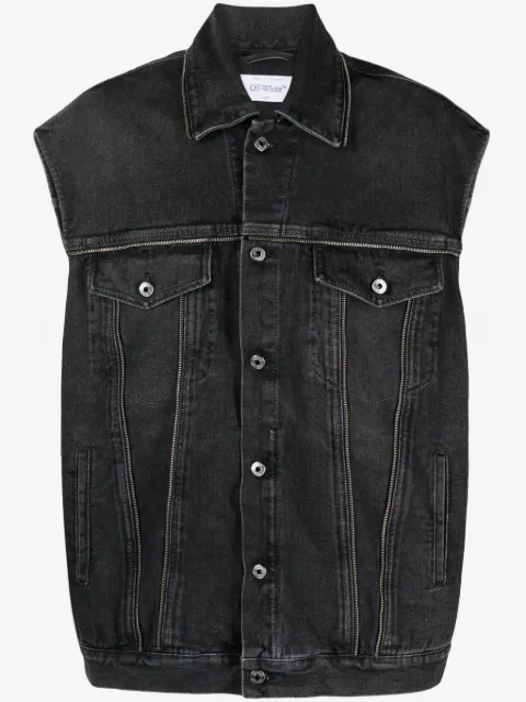 Off-White zip-embellished denim gilet