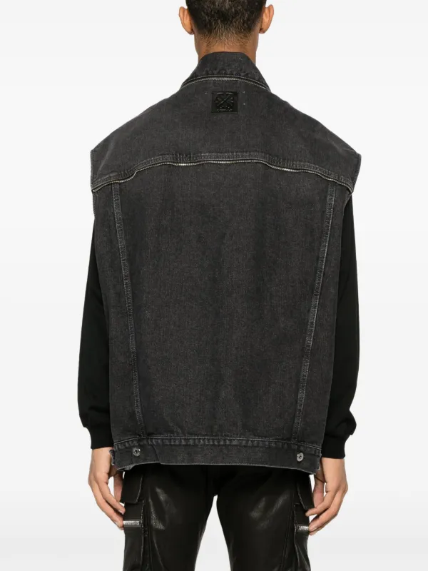 Off-White ロゴパッチ デニムベスト | グレー | FARFETCH JP
