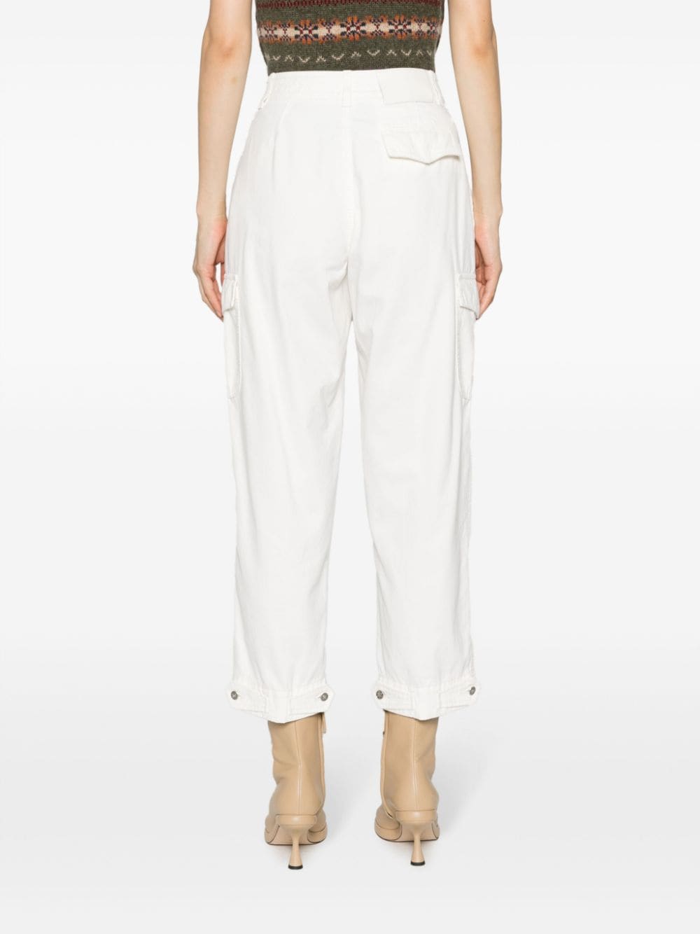 Shop Ermanno Scervino Cropped Cargo Trousers In White