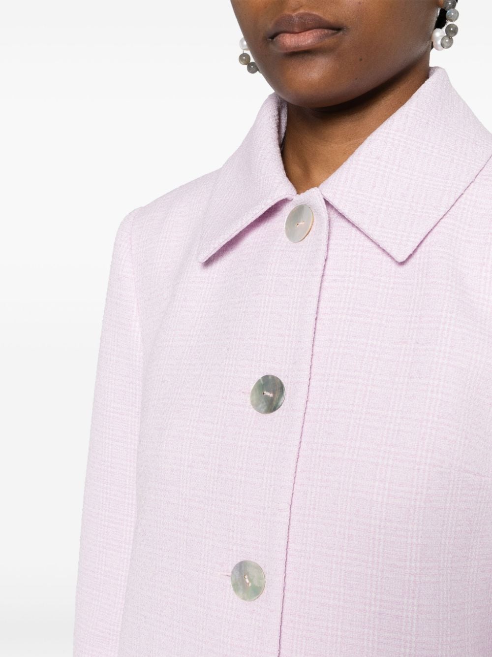Shop Claudie Pierlot Check-print Buttoned Jacket In Purple