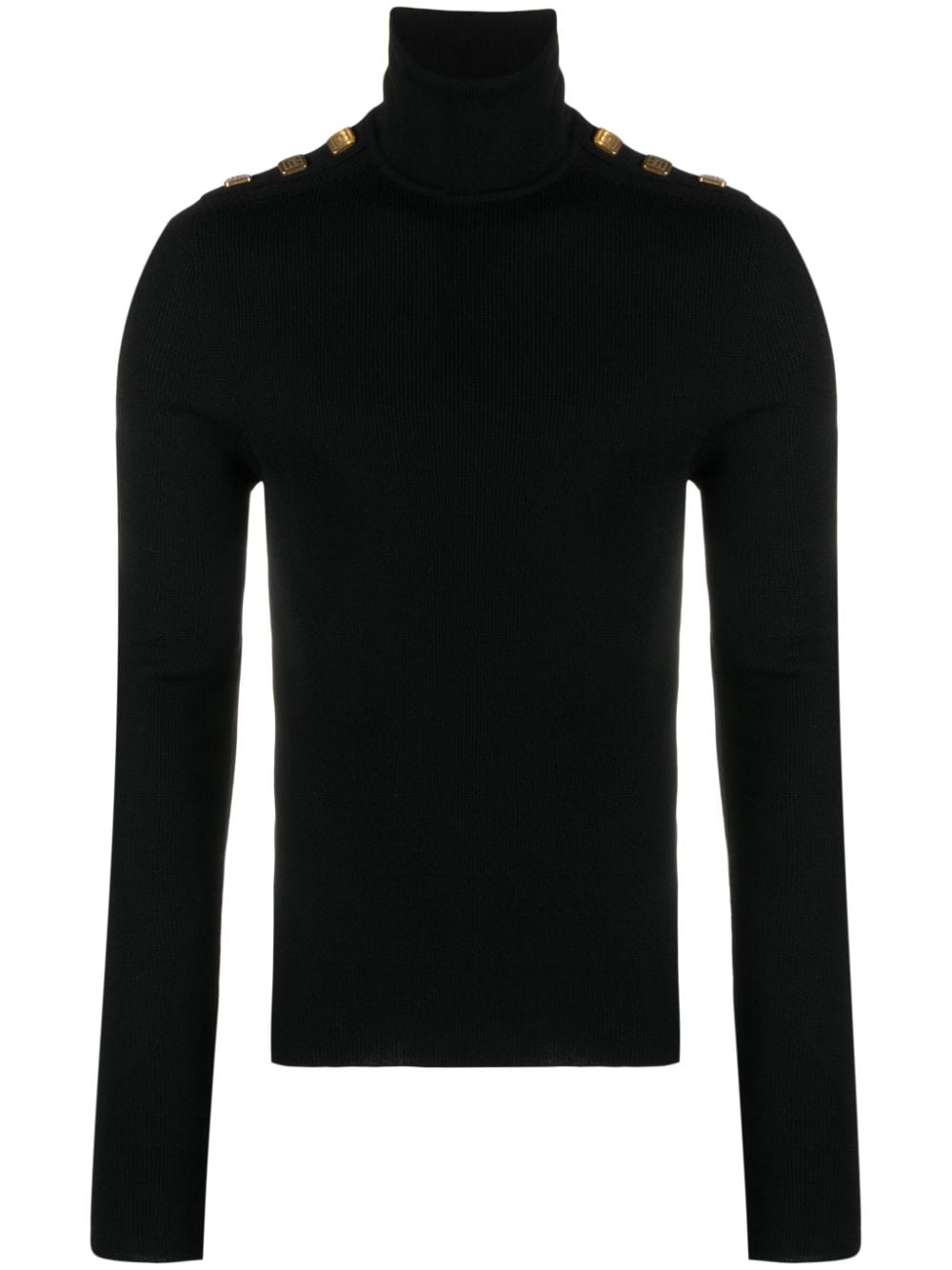 Balmain Decorative-buttons Fine-ribbed Wool Jumper In Black
