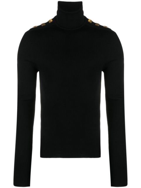 Balmain decorative-buttons fine-ribbed wool jumper Men