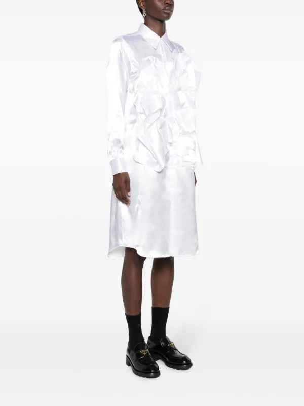 Comme Des Garçons ラッフル サテンシャツドレス | ホワイト | FARFETCH JP