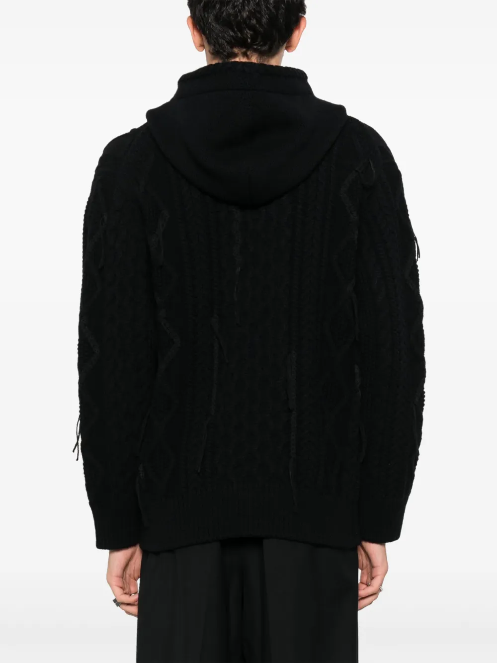 Junya Watanabe MAN Kabelgebreide hoodie Zwart