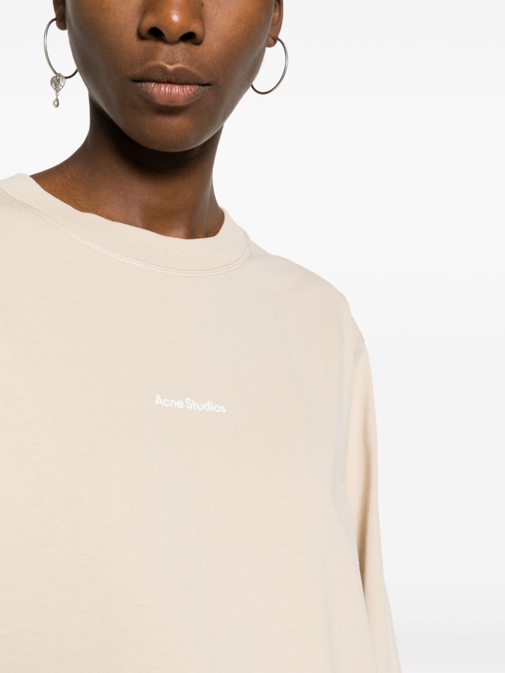 Acne Studios T-shirt met logoprint Beige