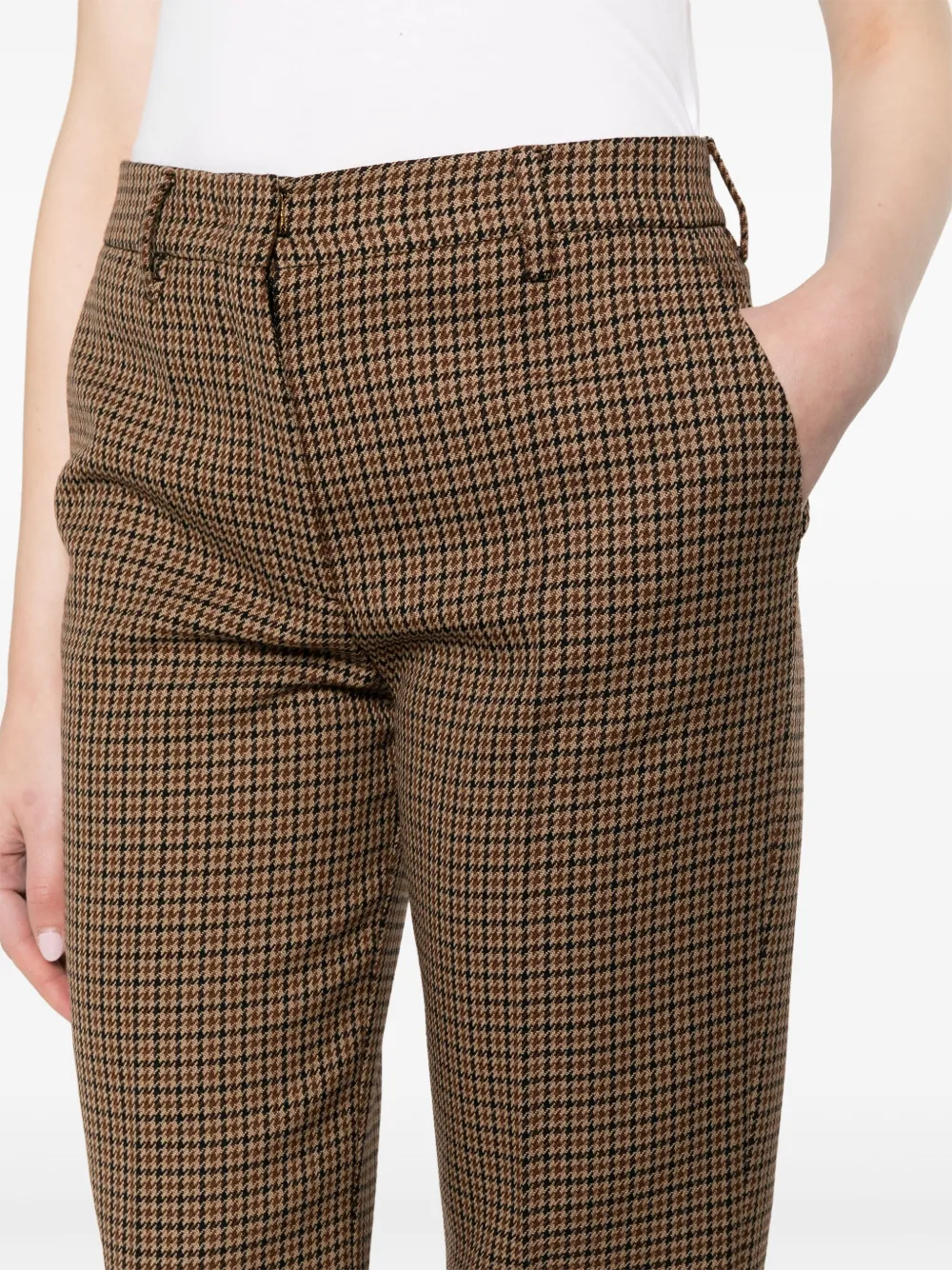 Prada Broek met pied-de-poule print Bruin