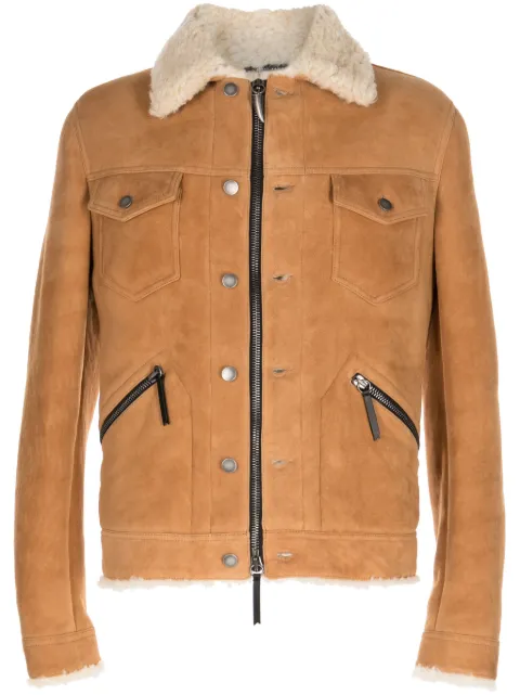 Giuseppe Zanotti Wildlederjacke mit Shearling-Kragen