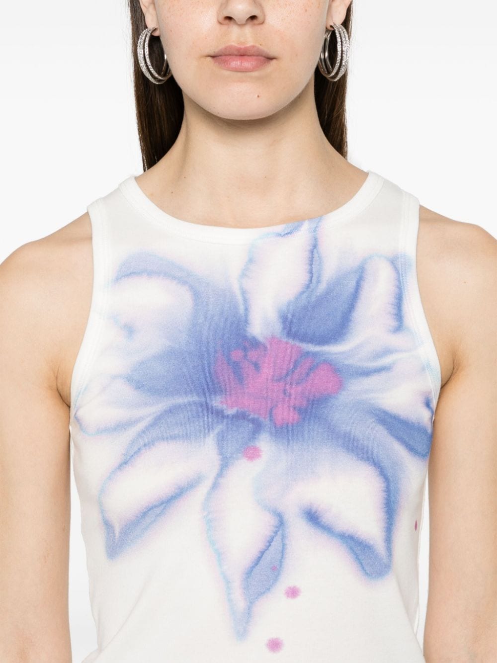 Shop Claudie Pierlot Abstract-print Cotton Tank Top In Weiss