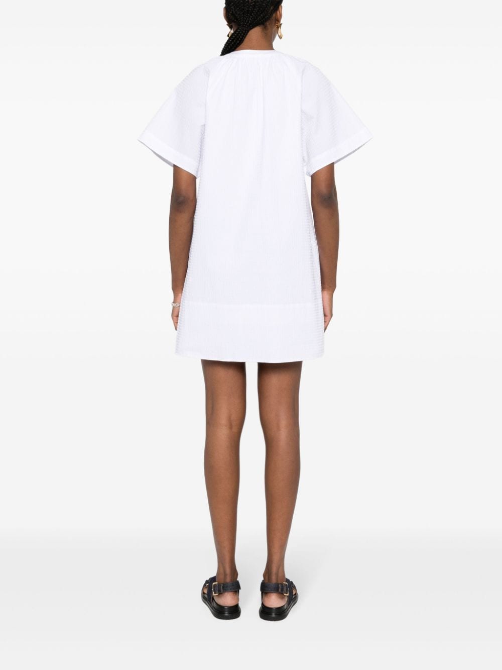 Shop Claudie Pierlot Short-sleeve Seersucker-texture Minidress In White