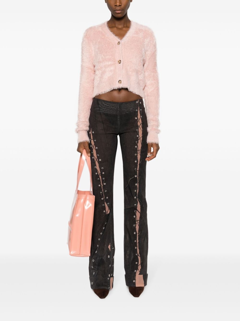 Shop Acne Studios Trompe L'oeil Flared Trousers In Brown