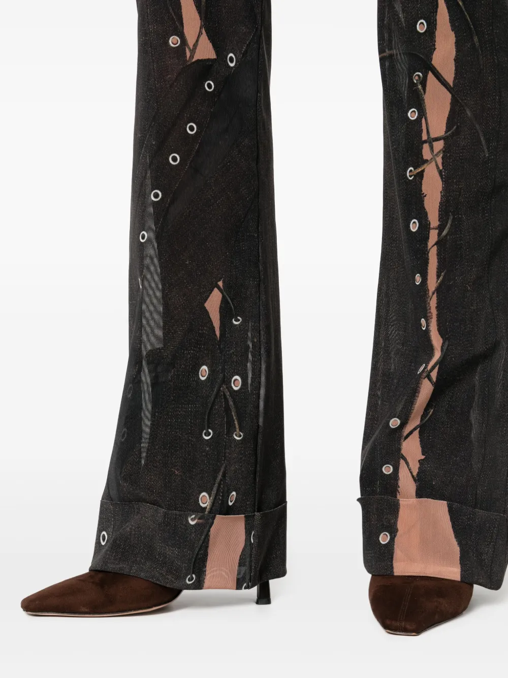Acne Studios Trompe L'oeil Flared Trousers In Brown