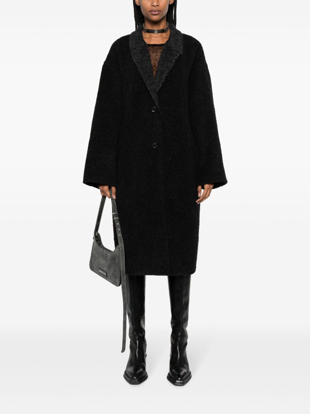 Shop Givenchy Contrasting-lapel Single-breasted Coat In Black