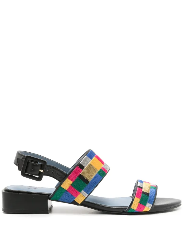 Colour block leather best sale slides