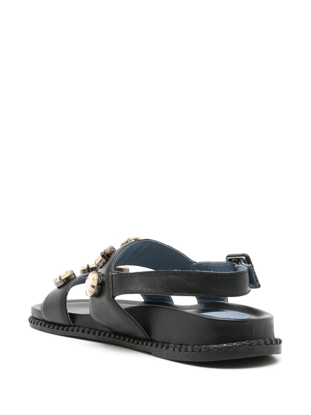 Blue Bird Shoes Catarina crystal-embellished leather sandals Black