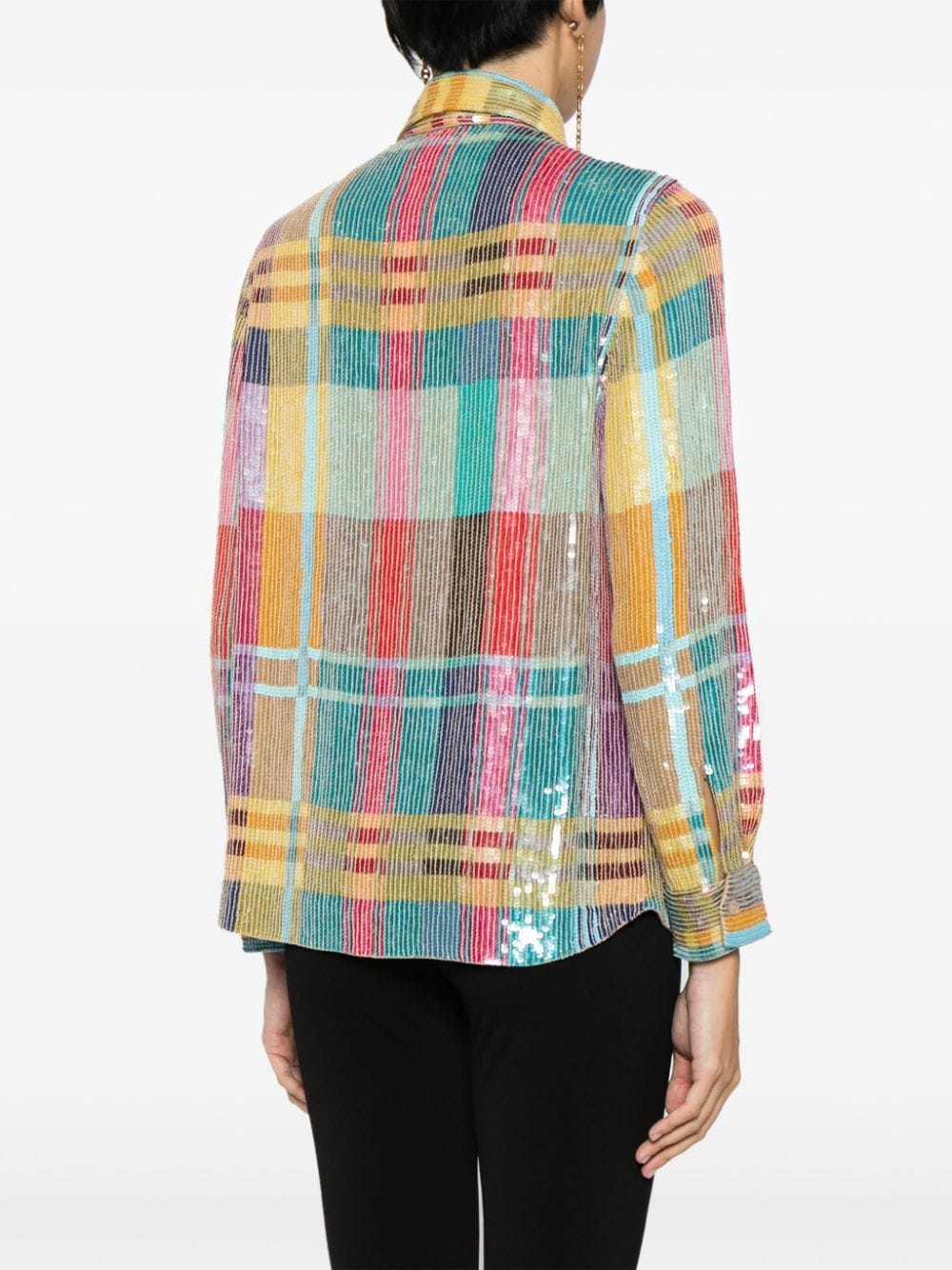 Shop Ashish Check-pattern Sequined Shirt In Multicolour