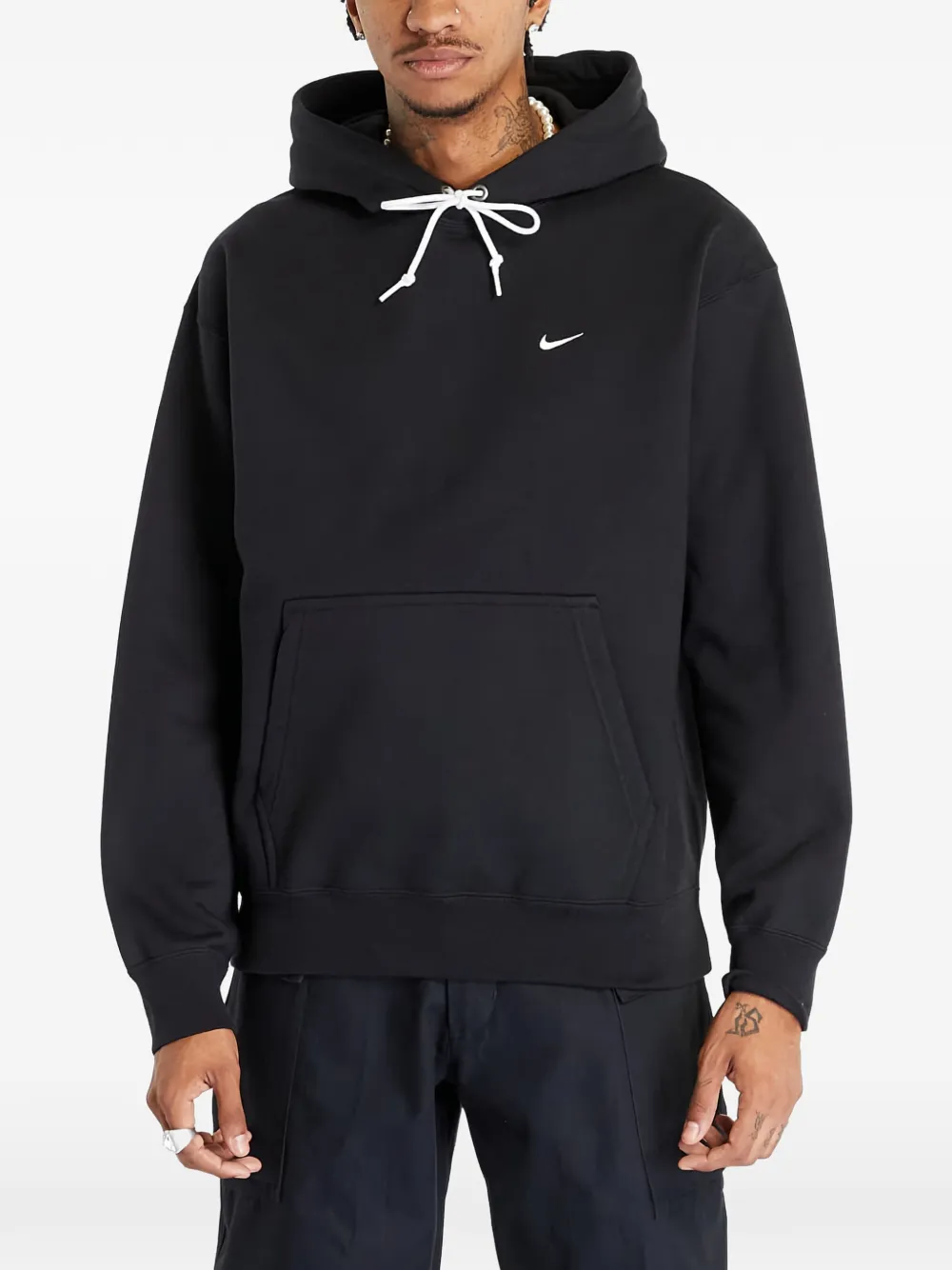 Nike Hoodie mit Solo Swoosh - 010 BLACK/WHITE