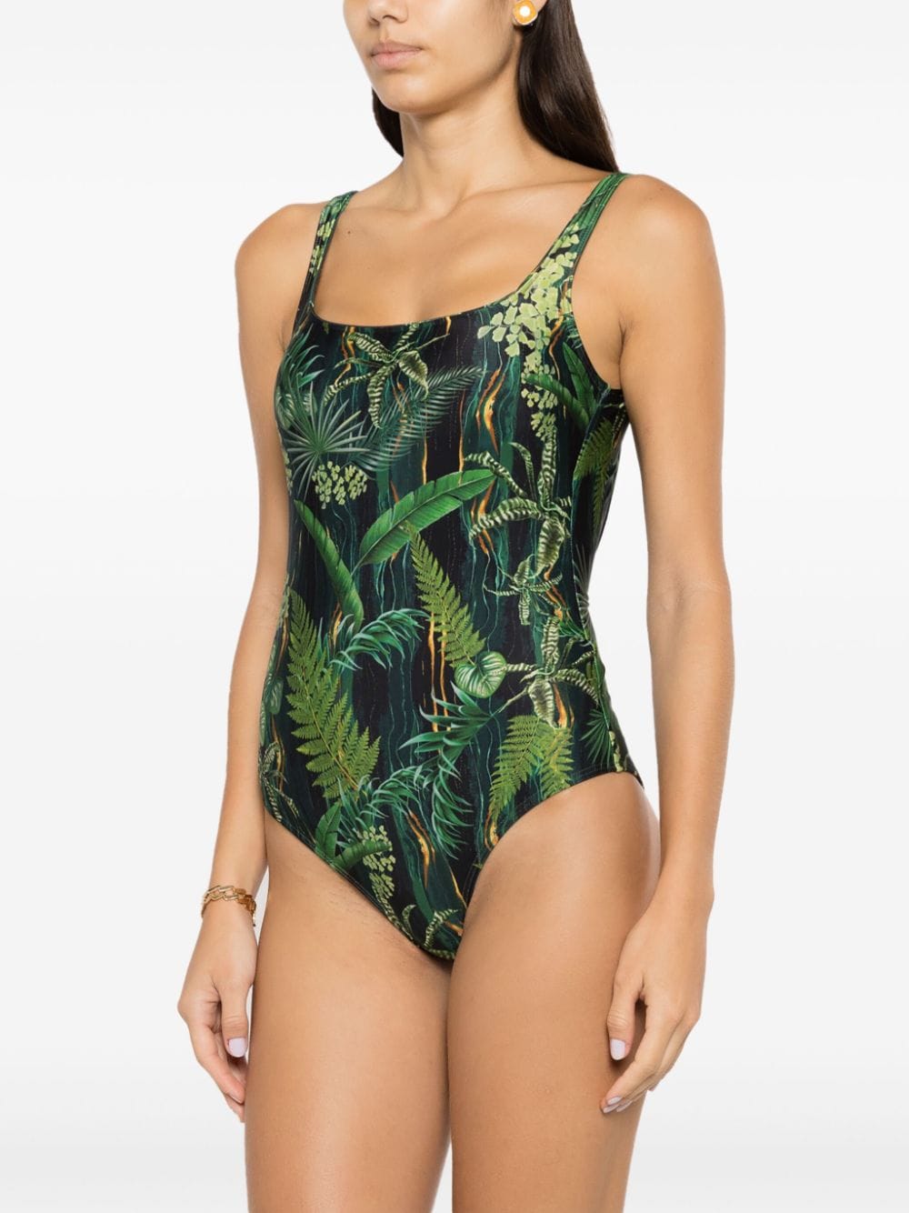 Shop Lygia & Nanny Hapuna Leaf-print Swimsuit In Green