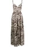 Cynthia Rowley tie-fastening shoulder silk maxi dress - Brown