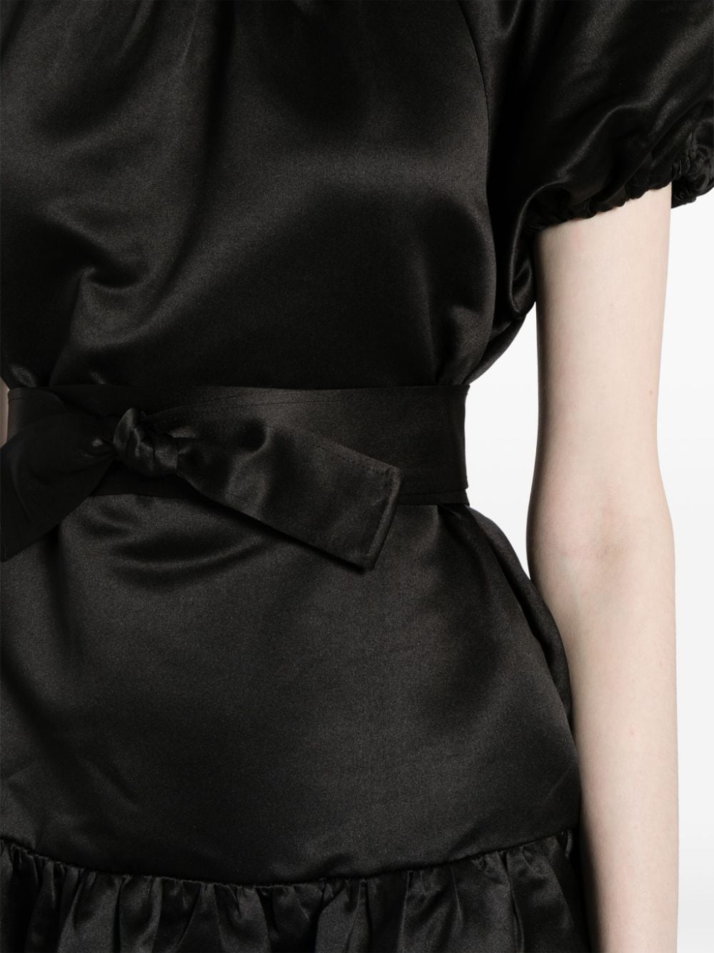 Shop Cynthia Rowley Satin-finish Tulip Midi Dress In Black