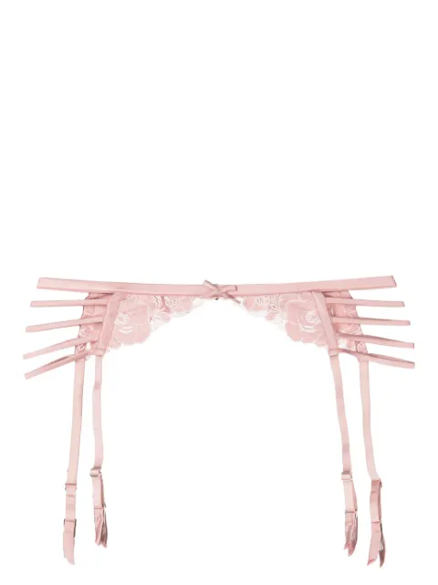 Fleur Du Mal rose-embroidered garter belt