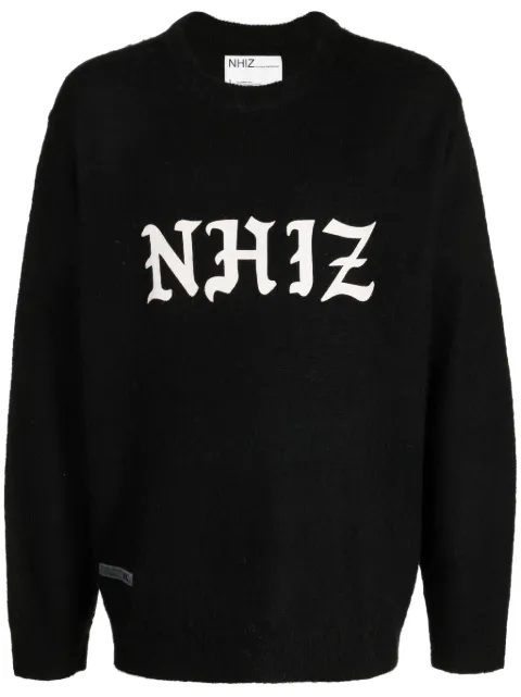 izzue slogan-print mélange-effect jumper