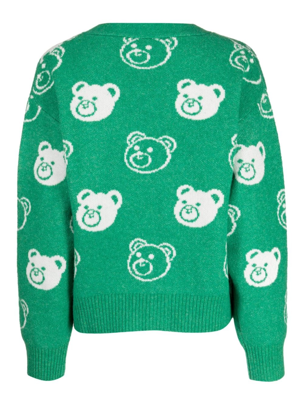 Shop Chocoolate Teddy Bear-jacquard V-neck Cardigan In Green