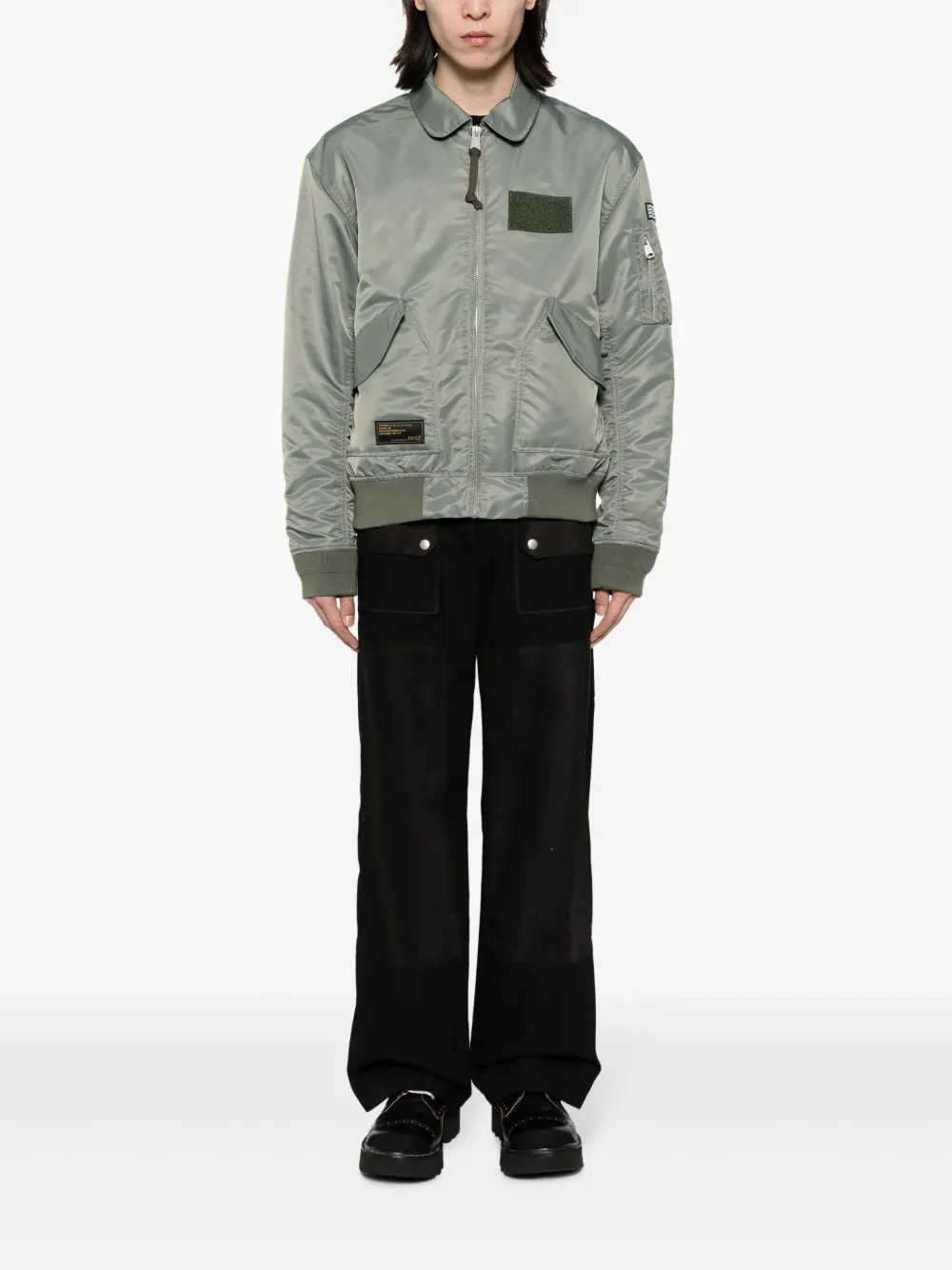 izzue logo-embroidered bomber jacket - Groen