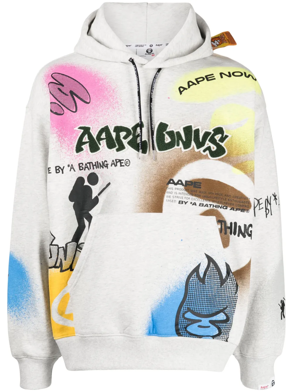 Aape By A Bathing Ape Logo-appliqué Long-sleeve Hoodie In Multicolour