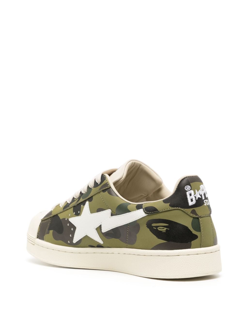 Shop A Bathing Ape Skull Sta 1st Leather Sneakers In Green