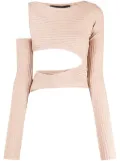 ANDREĀDAMO asymmetric cut-out ribbed top - Brown