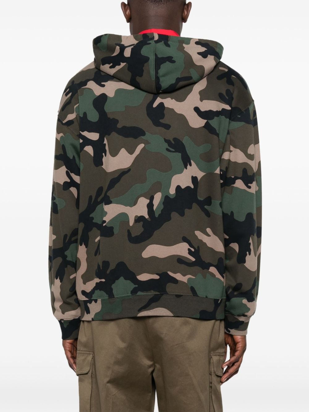 Valentino Garavani logo-print camouflage hoodie Groen