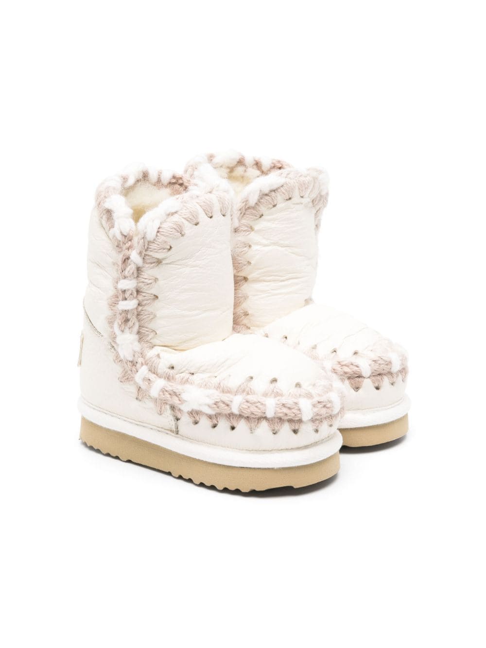 Shop Mou Eskimo Leather Snow Boots In White
