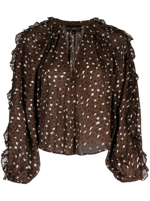 Blouse volantée en soie à pois - Cynthia Rowley - Modalova