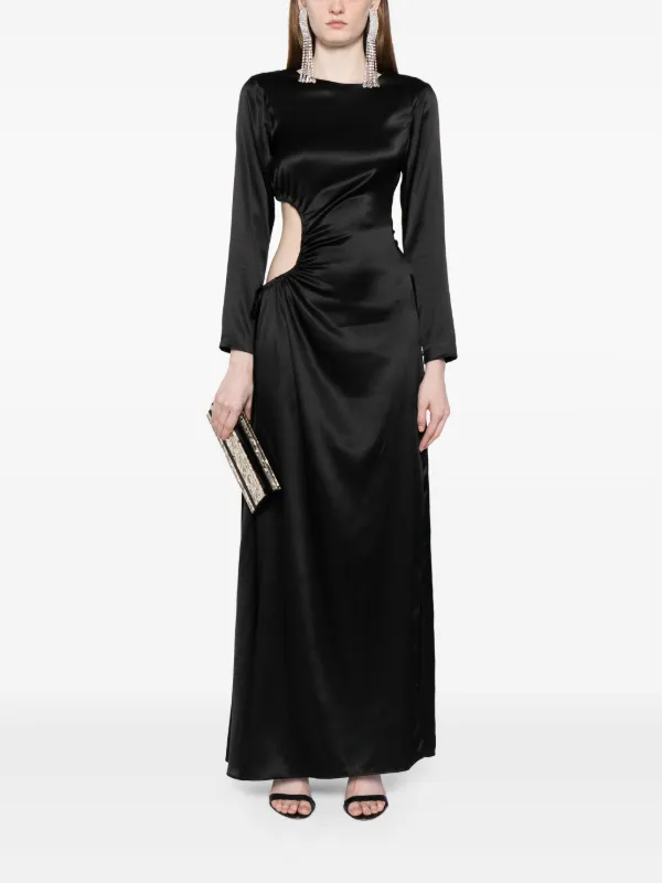 Cynthia Rowley Striking Silk Maxi Dress | Black | FARFETCH
