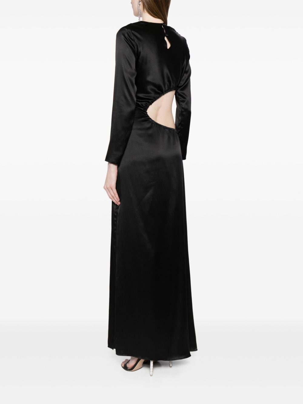 Shop Cynthia Rowley Striking Silk Maxi Dress In Black